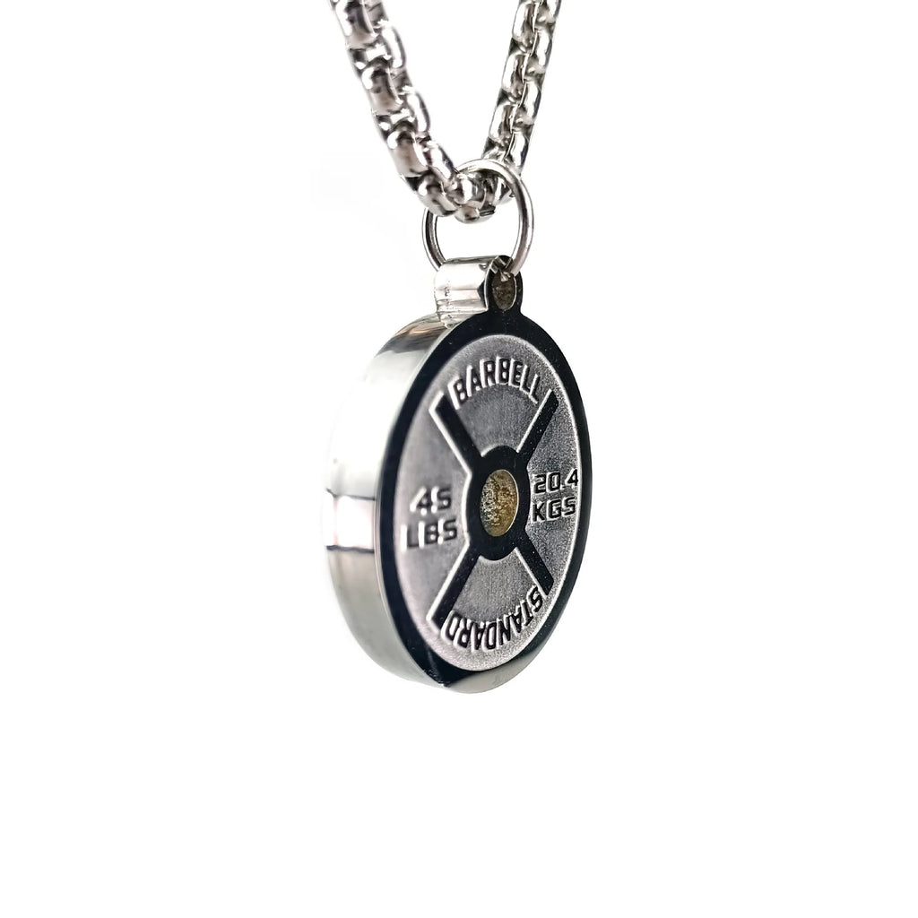 Stainless Steel Gym Weight Plate Necklace 🏋️‍♂️⚡️