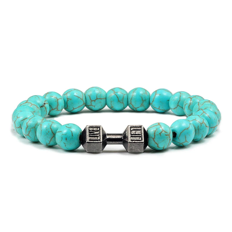 Iron Mindset 🏋️‍♂️ Volcanic Stone Dumbbell Bracelet (Unbreakable Strength Edition)