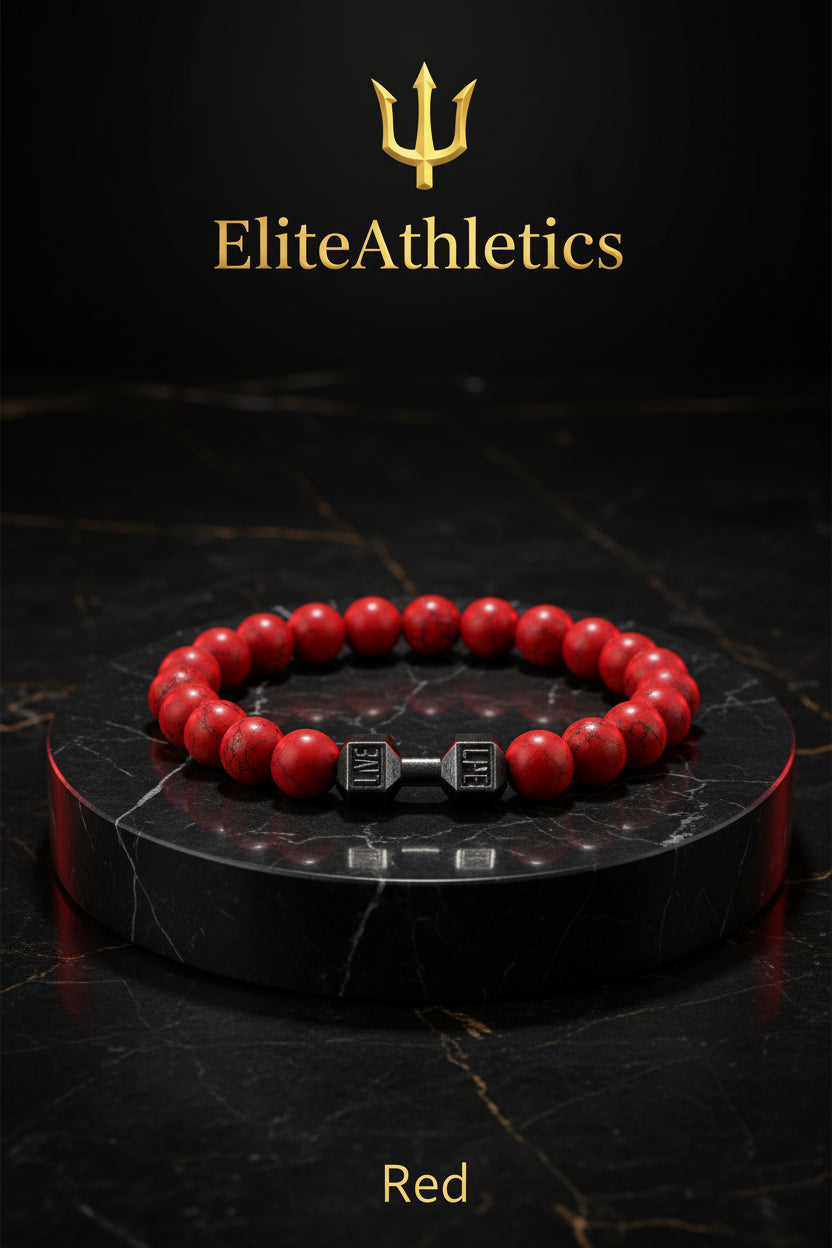 Iron Mindset 🏋️‍♂️ Volcanic Stone Dumbbell Bracelet (Unbreakable Strength Edition)