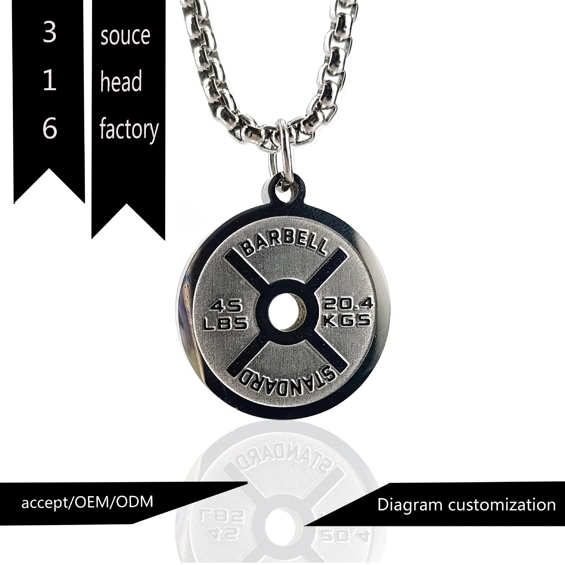 Stainless Steel Gym Weight Plate Necklace 🏋️‍♂️⚡️