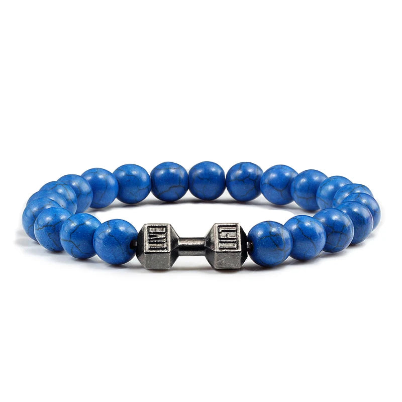 Iron Mindset 🏋️‍♂️ Volcanic Stone Dumbbell Bracelet (Unbreakable Strength Edition)
