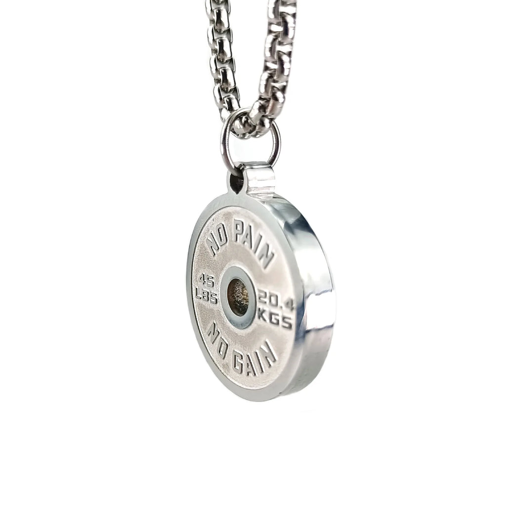 Stainless Steel Gym Weight Plate Necklace 🏋️‍♂️⚡️