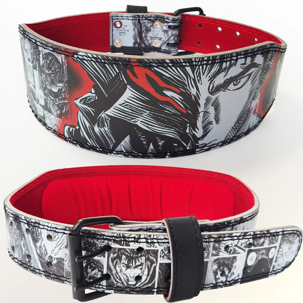 Berserk Rage 🗡️ Premium Cowhide Leather Lifting Belt (Fade-Proof Anime Print)