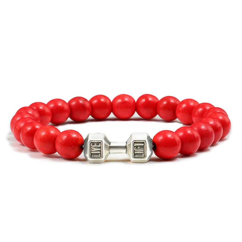 Iron Mindset 🏋️‍♂️ Volcanic Stone Dumbbell Bracelet (Unbreakable Strength Edition)