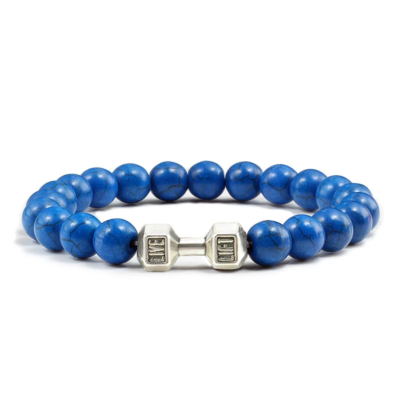 Iron Mindset 🏋️‍♂️ Volcanic Stone Dumbbell Bracelet (Unbreakable Strength Edition)