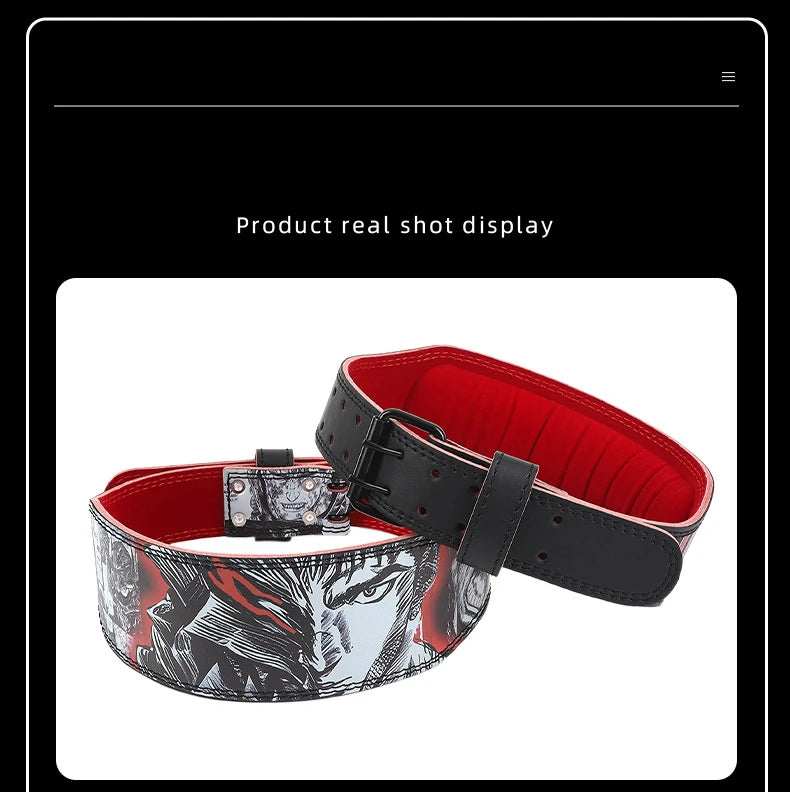 Berserk Rage 🗡️ Premium Cowhide Leather Lifting Belt (Fade-Proof Anime Print)