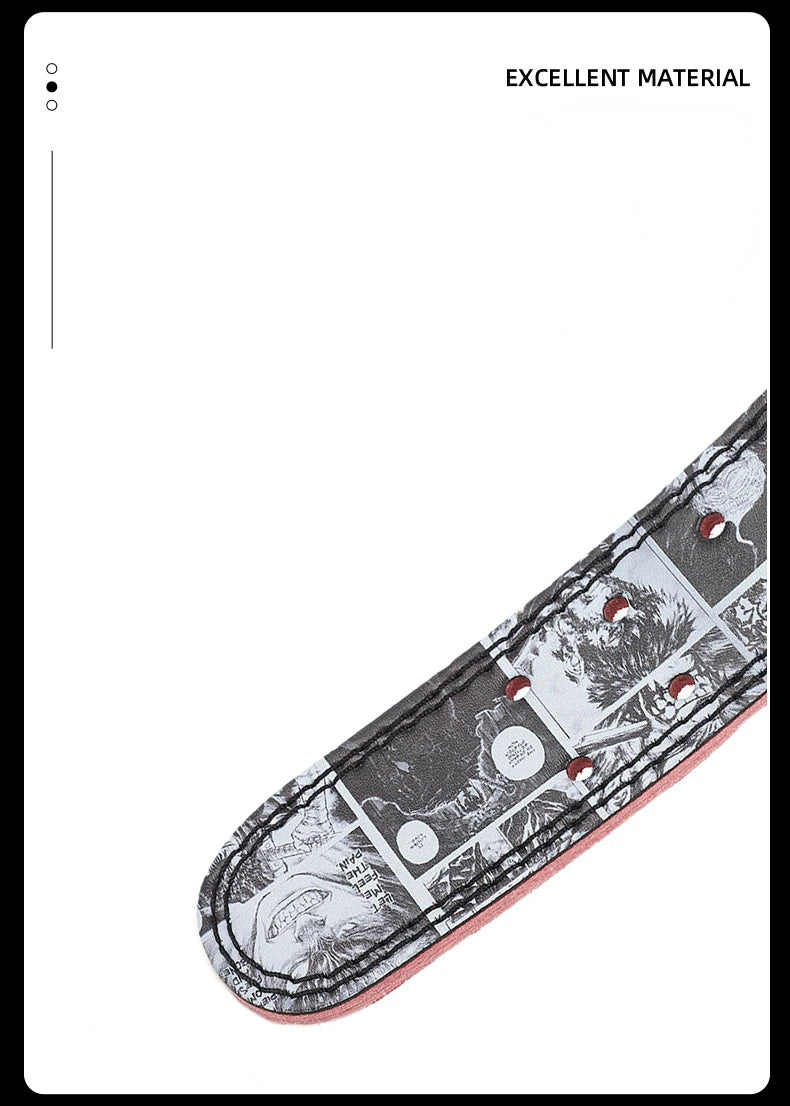 Berserk Rage 🗡️ Premium Cowhide Leather Lifting Belt (Fade-Proof Anime Print)