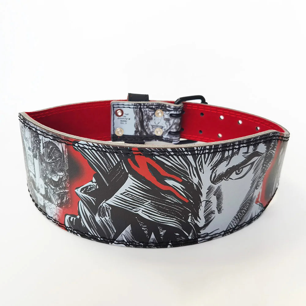 Berserk Rage 🗡️ Premium Cowhide Leather Lifting Belt (Fade-Proof Anime Print)