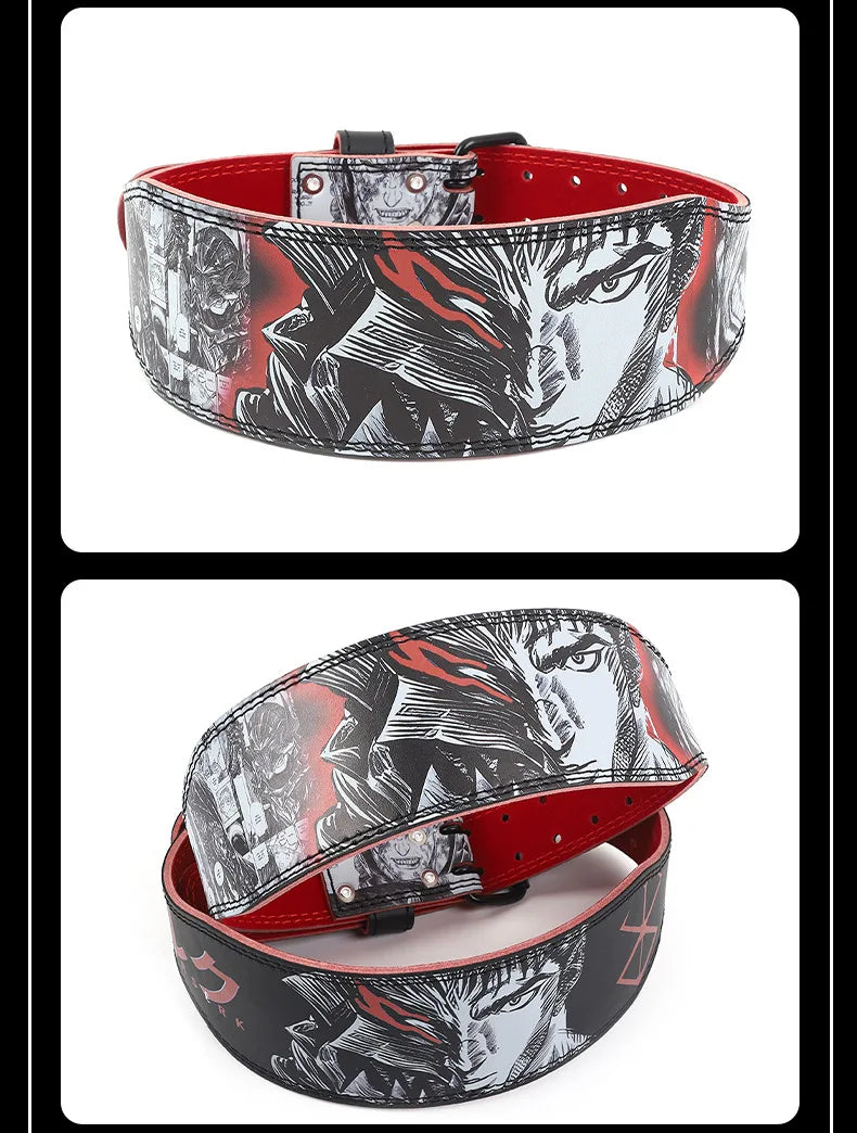 Berserk Rage 🗡️ Premium Cowhide Leather Lifting Belt (Fade-Proof Anime Print)