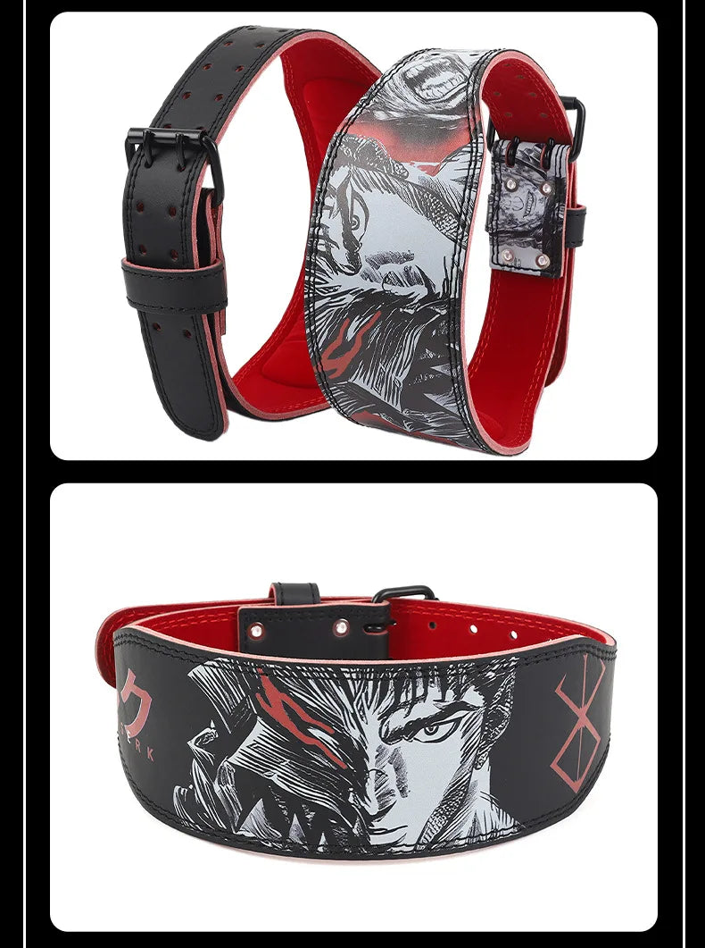 Berserk Rage 🗡️ Premium Cowhide Leather Lifting Belt (Fade-Proof Anime Print)