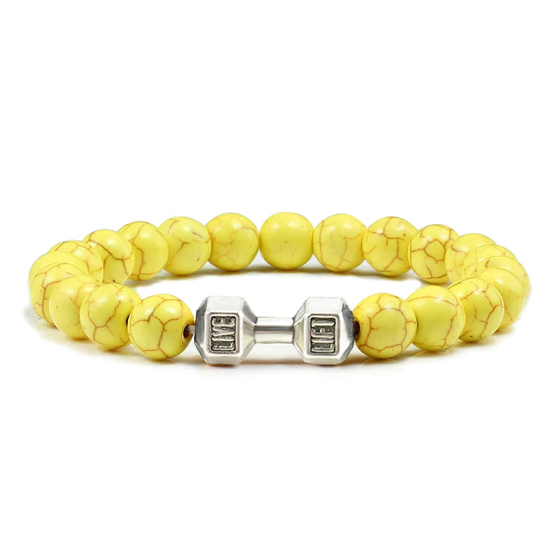 Iron Mindset 🏋️‍♂️ Volcanic Stone Dumbbell Bracelet (Unbreakable Strength Edition)